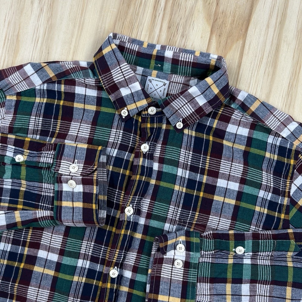 Kiel James Patrick Indian Madras Mens Shirt FITS L Button Down Plaid Slim